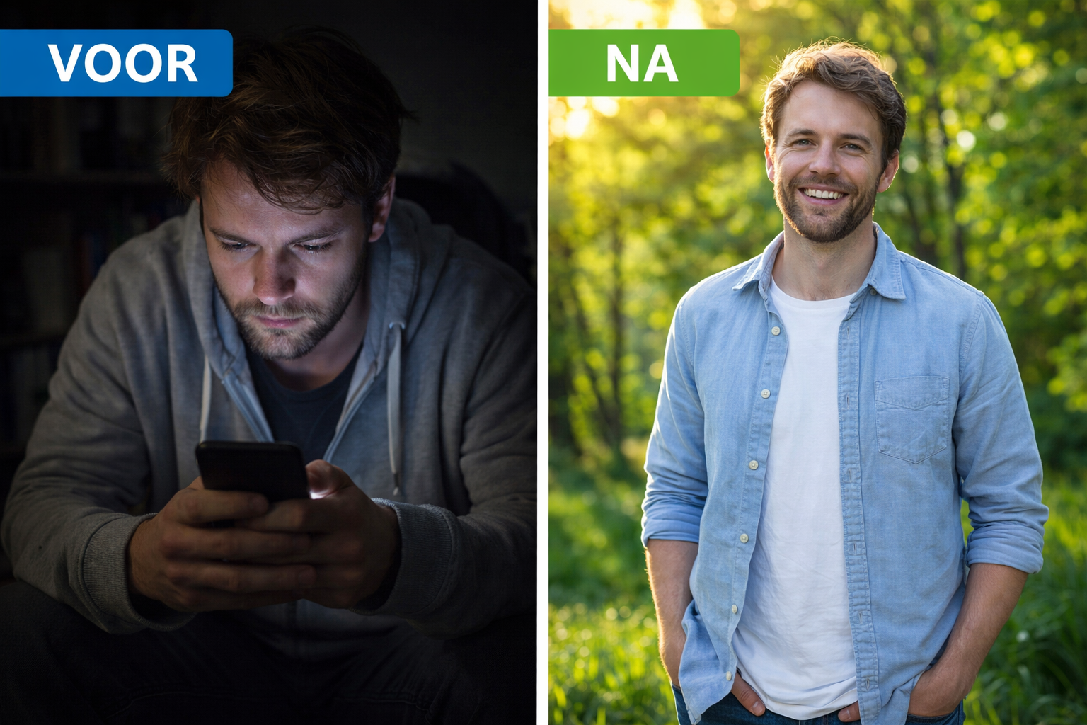 Voor en na: van telefoonverslaving naar vrijheid